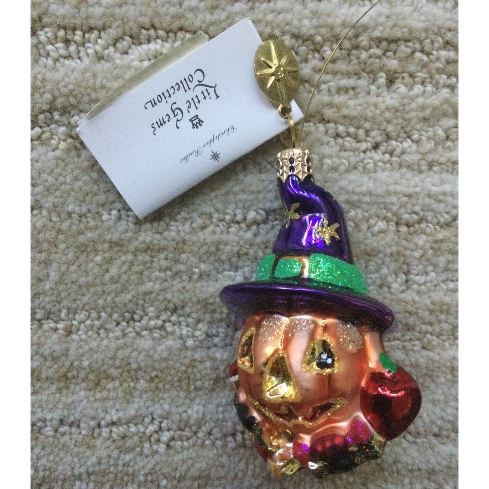 NWT Christopher Radko BATTY JACK GEM Blown Glass Ornament Halloween Bat Pumpkin